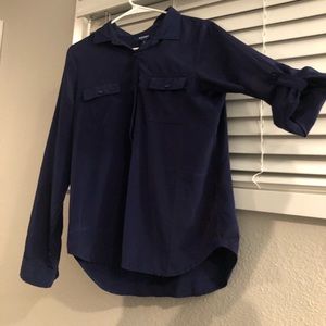 Navy blue 3/4 length button up